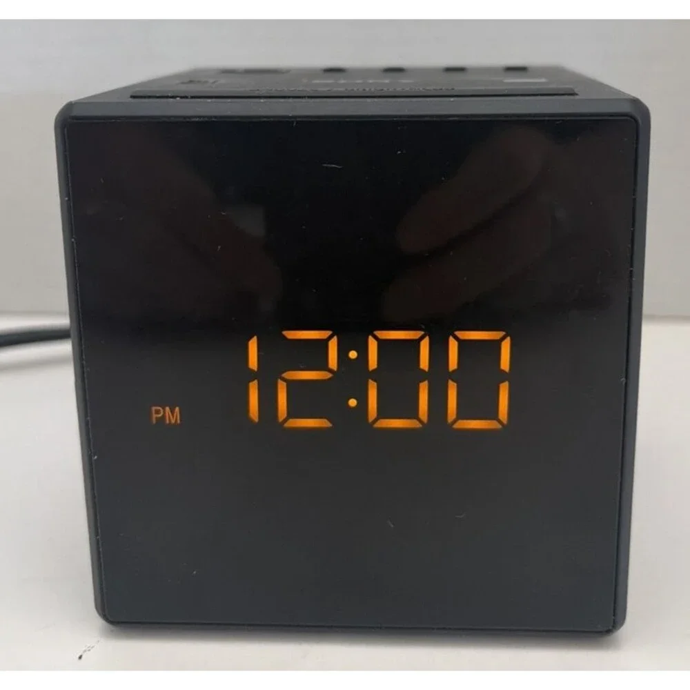 Sony ICF-C1 Desktop Alarm Clock Radio Cube Digital Black ICFC1 Tested